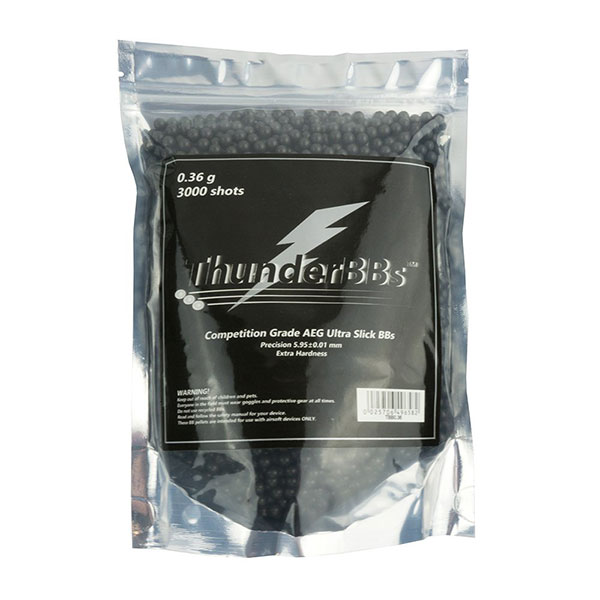 TBB0.36 ThunderBBs Airsoft BBS 0.36G, Competition Grade, Dark Grey, 3000 Rounds/Bag 